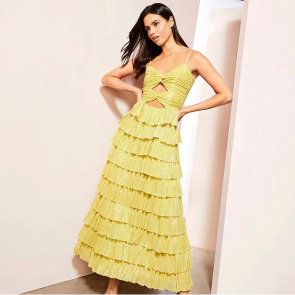 Gianni Bini Metallic Plisse Sweetheart Dress